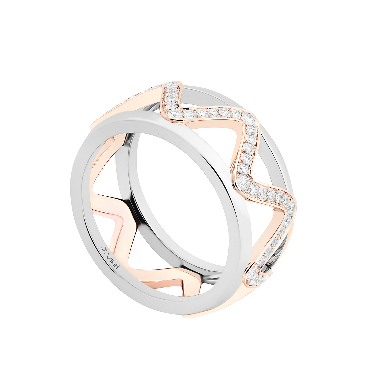 Bague Soft Vibration - Or blanc & or rouge