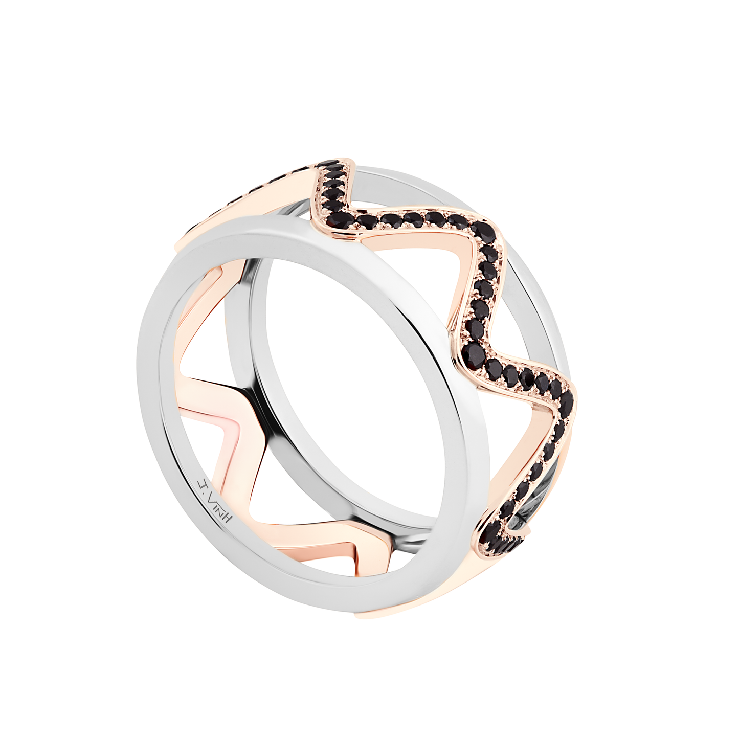 Bague Soft Vibration - Or blanc & or rouge