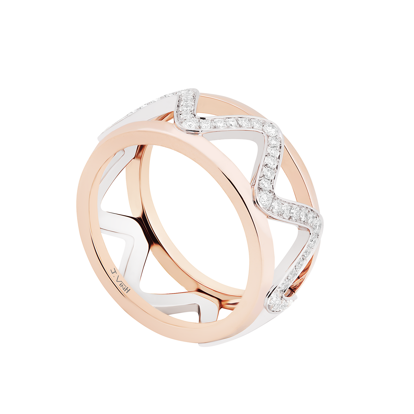 Bague Soft Vibration - Or blanc & or rouge