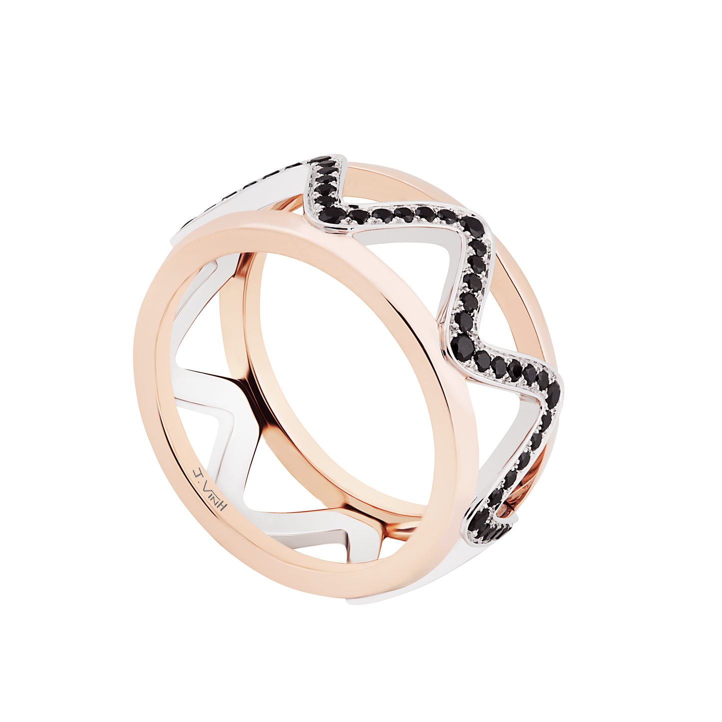 Bague Soft Vibration - Or blanc & or rouge