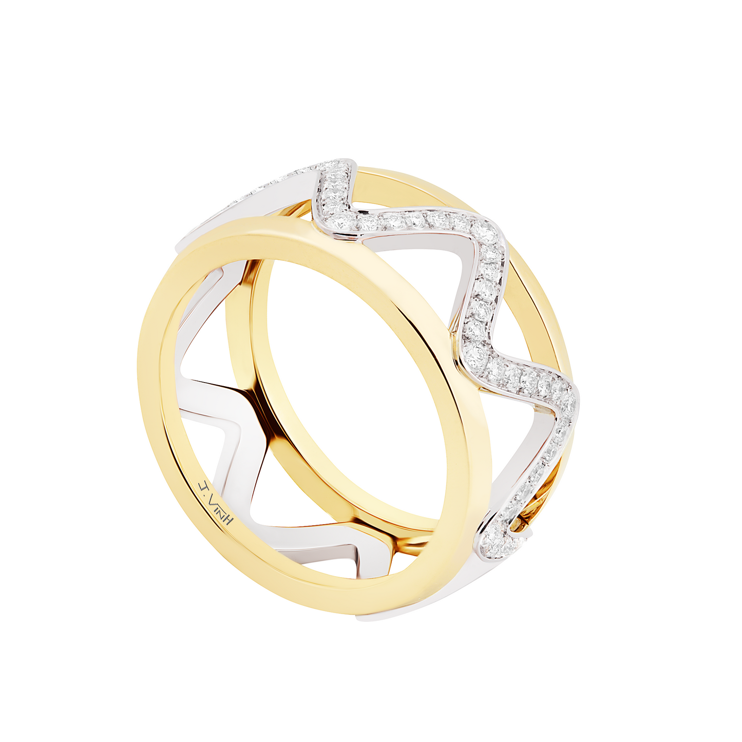 Bague Soft Vibration - Or blanc & Or jaune