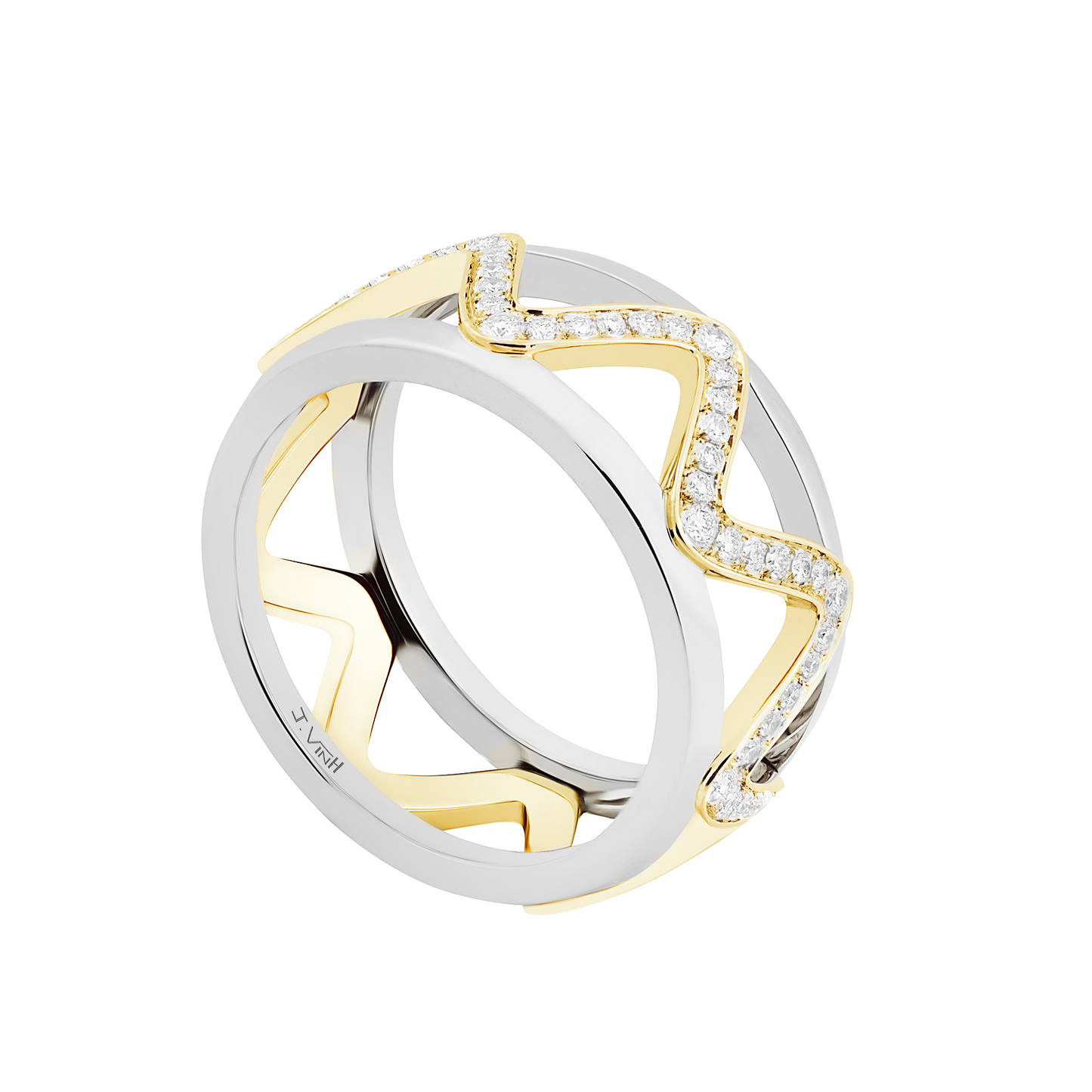 Bague Soft Vibration - Or blanc & Or jaune