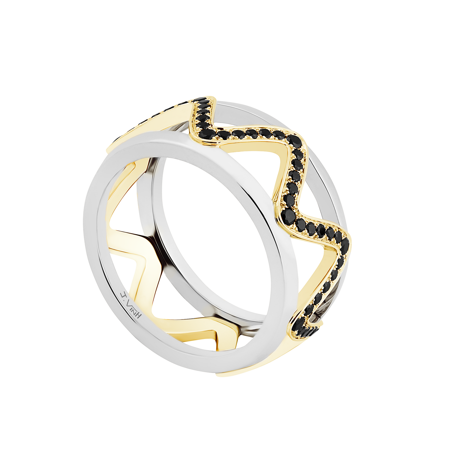 Bague Soft Vibration - Or blanc & Or jaune